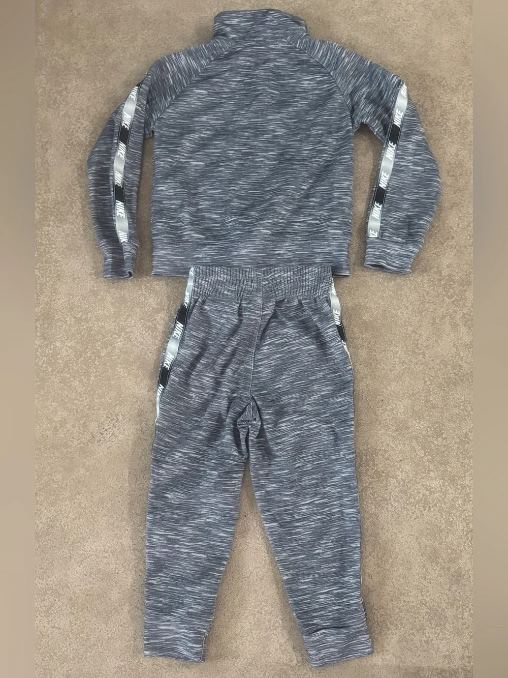 Nike Toddler 2T Gray Marled Track Suit Set Jacket Jogger Pants Logo Tape - Picture 2 of 7